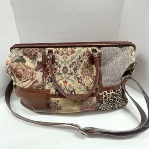 Vintage Patchwork Tapestry Weekender Travel Carpet Bag Large 18"